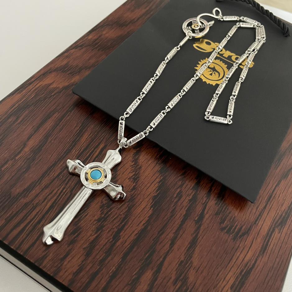 replica,repliche,fake,1:1,earrings,bracelet,ring,jewelry [Versione top] Collana con lettera di bambù con pendente a croce Goro Takahashi di Goro