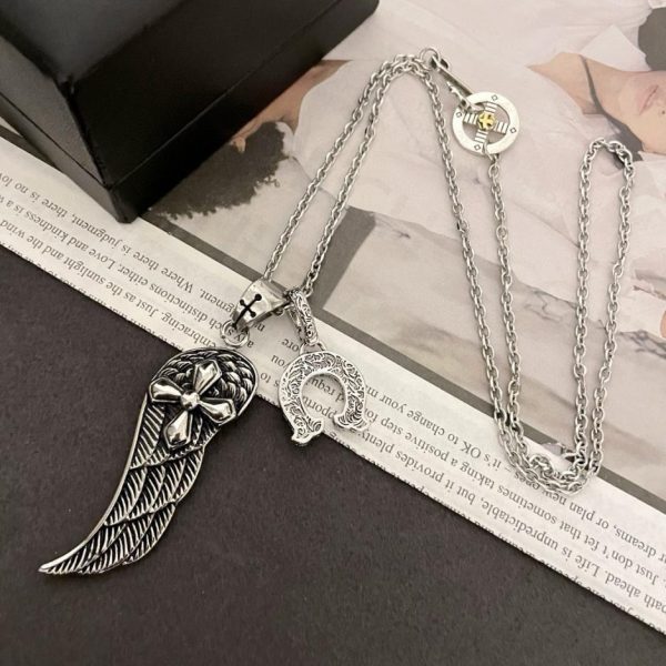 replica,repliche,fake,1:1,earrings,bracelet,ring,jewelry [Versione top] Collana con doppio pendente in piuma Goro Takahashi di Goro