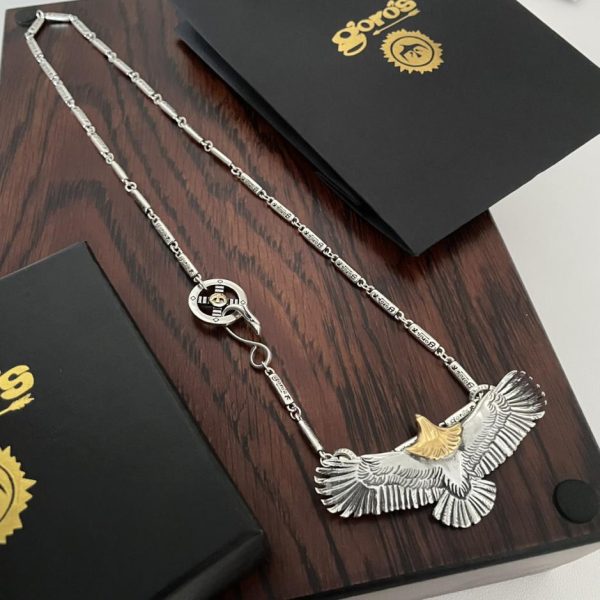 replica,repliche,fake,1:1,earrings,bracelet,ring,jewelry [Versione top] Collana con lettera di bambù con ciondolo a forma di aquila volante Takahashi Goro di goro