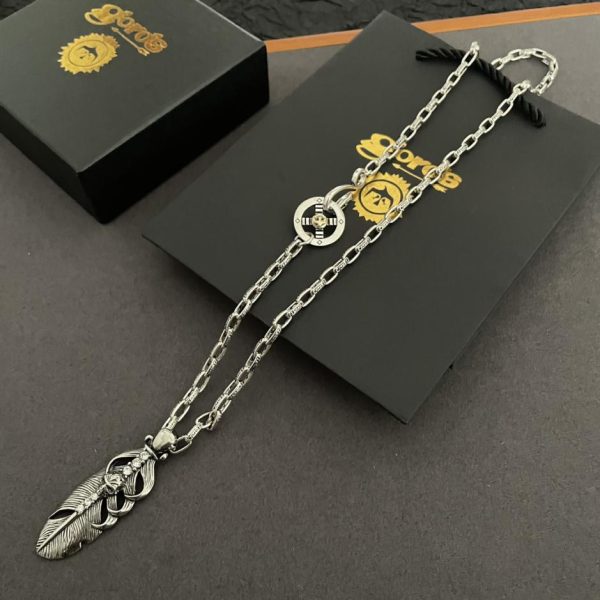 replica,repliche,fake,1:1,earrings,bracelet,ring,jewelry [Versione top] Ciondolo a foglia Goro Takahashi di Goro Collana con lettera classica Takahashi
