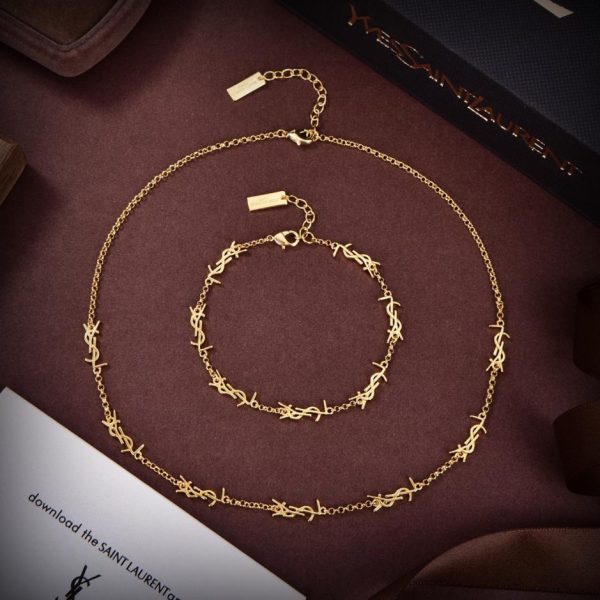 replica,repliche,fake,1:1,earrings,bracelet,ring,jewelry Bracciale con collana con lettera YSL