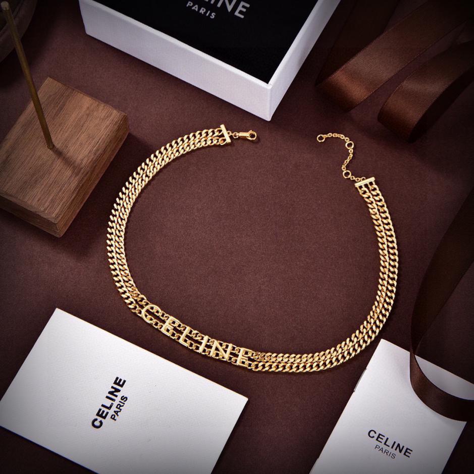 replica,repliche,fake,1:1,earrings,bracelet,ring,jewelry Nuova collana con lettere di Celine