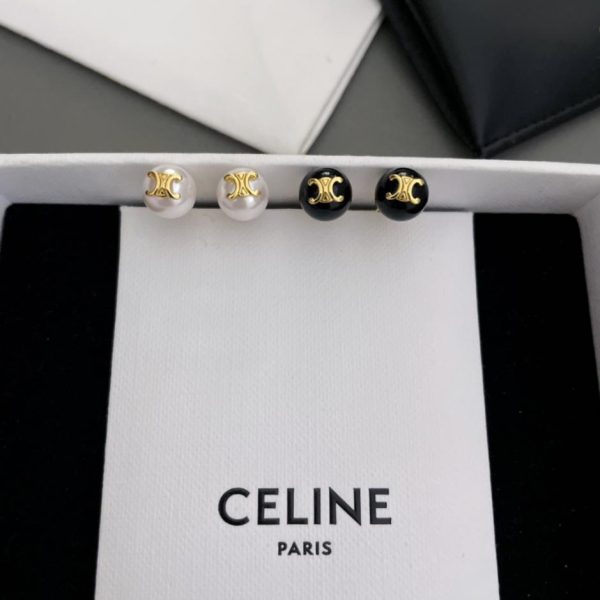 replica,repliche,fake,1:1,earrings,bracelet,ring,jewelry Orecchini Arco di Trionfo con perla singola Celine