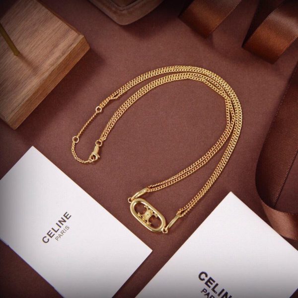 replica,repliche,fake,1:1,earrings,bracelet,ring,jewelry Nuova collana dorata dell’Arco di Trionfo di Celine