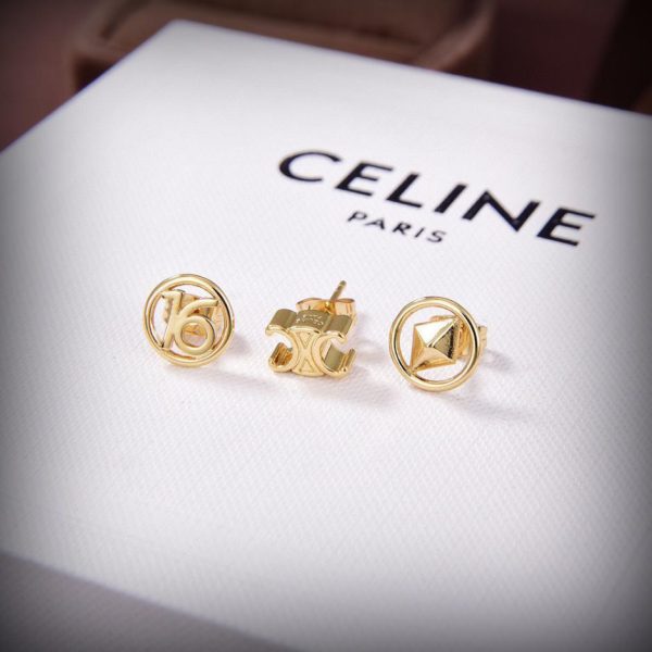 replica,repliche,fake,1:1,earrings,bracelet,ring,jewelry Nuovi orecchini tre in uno in oro Celine