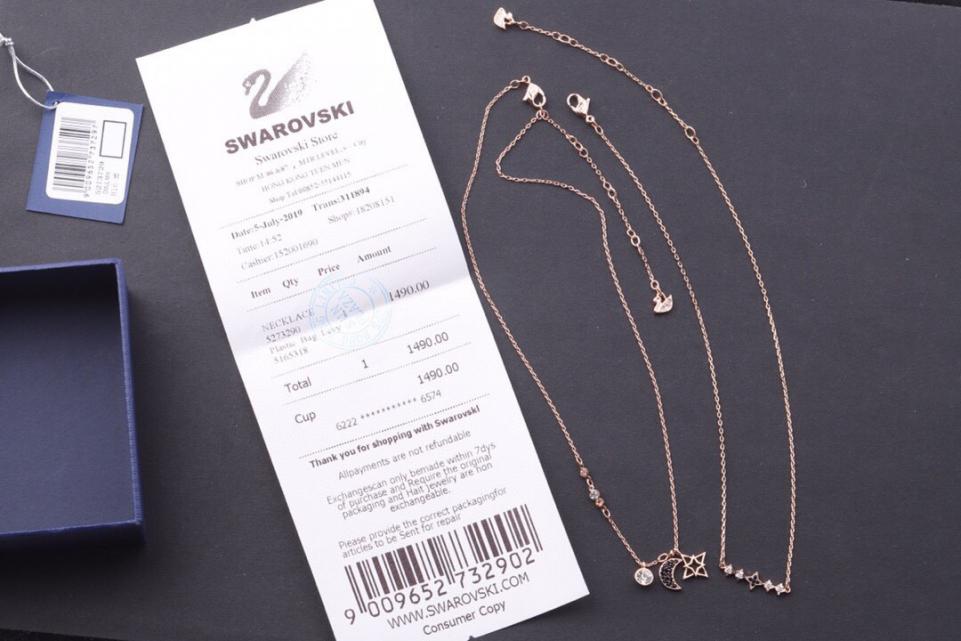 replica,repliche,fake,1:1,earrings,bracelet,ring,jewelry Catena a doppio strato con stella e luna Swarovski
