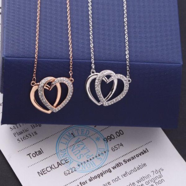 Collana Swarovski con clavicola a doppio cuore