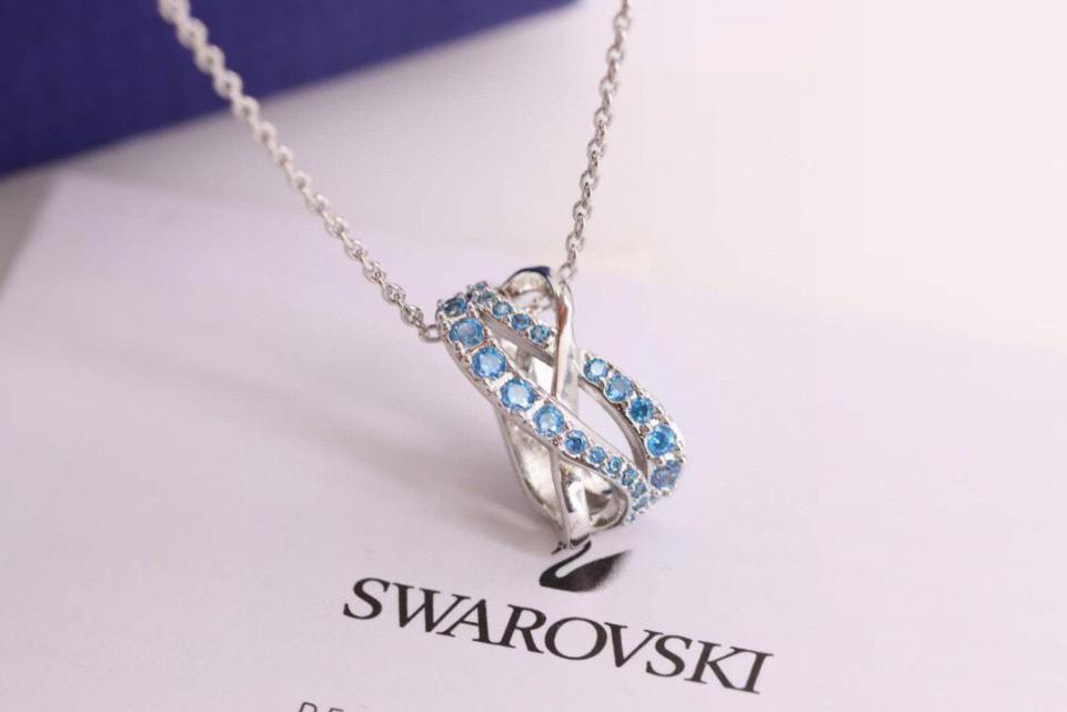 replica,repliche,fake,1:1,earrings,bracelet,ring,jewelry Collana con diamanti blu Swarovski