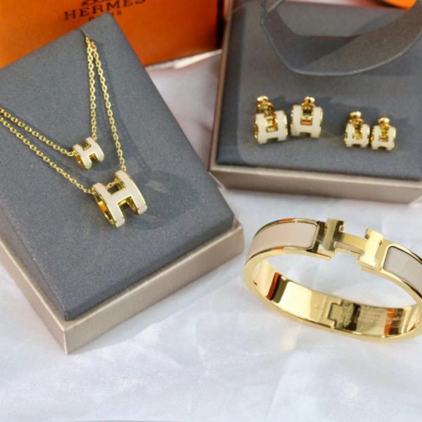 replica,repliche,fake,1:1,earrings,bracelet,ring,jewelry Set di fibbie Hermes H