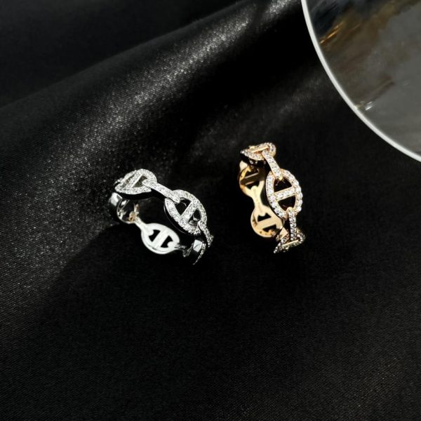 replica,repliche,fake,1:1,earrings,bracelet,ring,jewelry Anello da naso di maiale Hermes con diamanti pieni