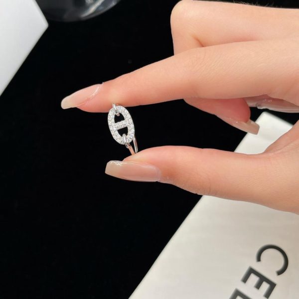 replica,repliche,fake,1:1,earrings,bracelet,ring,jewelry Anello di diamanti Hermes con naso di maiale