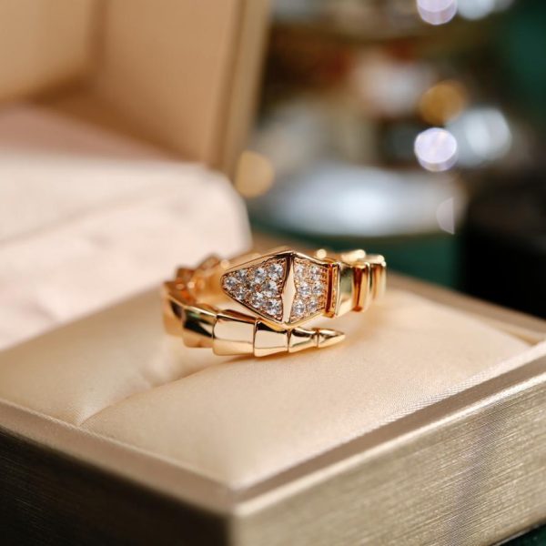 Bvlgari Serpenti rose gold diamond snake ring