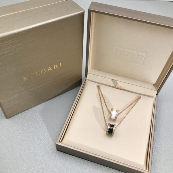 replica,repliche,fake,1:1,earrings,bracelet,ring,jewelry Collana Bvlgari B-Zero in ceramica con diamanti