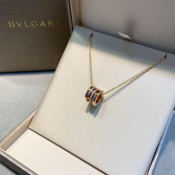 replica,repliche,fake,1:1,earrings,bracelet,ring,jewelry Collana a molla con diamanti serie Bvlgari Bv Z.ERO1
