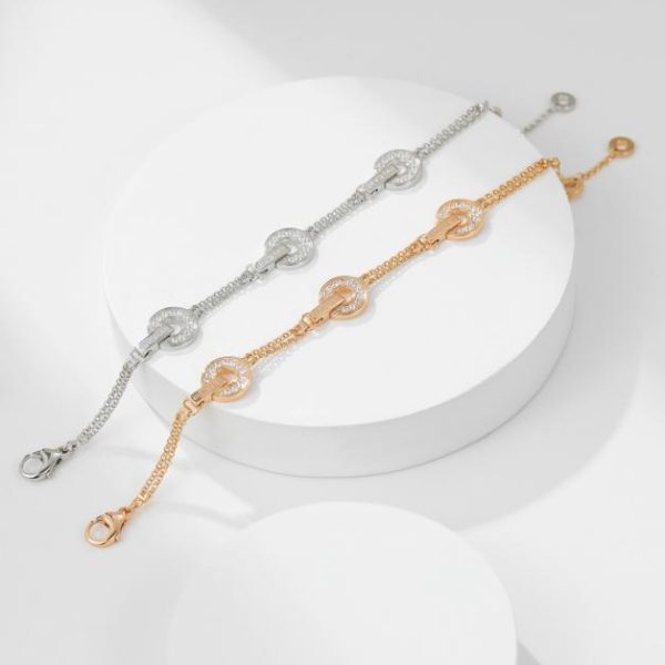 replica,repliche,fake,1:1,earrings,bracelet,ring,jewelry Bracciale con diamanti a disco Bvlgari