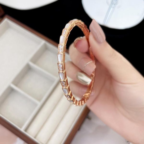 replica,repliche,fake,1:1,earrings,bracelet,ring,jewelry Bracciale Bvlgari in osso di serpente in madreperla bianca
