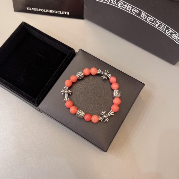 replica,repliche,fake,1:1,earrings,bracelet,ring,jewelry Bracciale naturale con cuori cromati