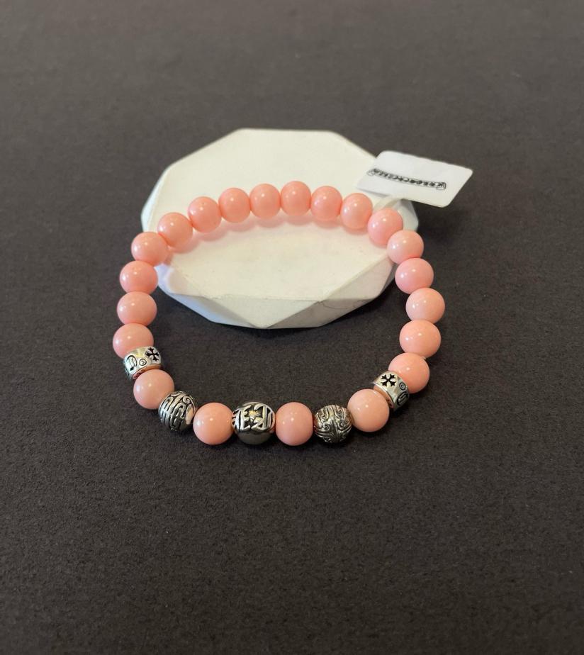 replica,repliche,fake,1:1,earrings,bracelet,ring,jewelry Bracciale multielemento vintage con perline rosa e cuori cromati replica,repliche,fake,1:1,earrings,bracelet,ring,jewelry Bracciale multielemento vintage con perline rosa e cuori cromati