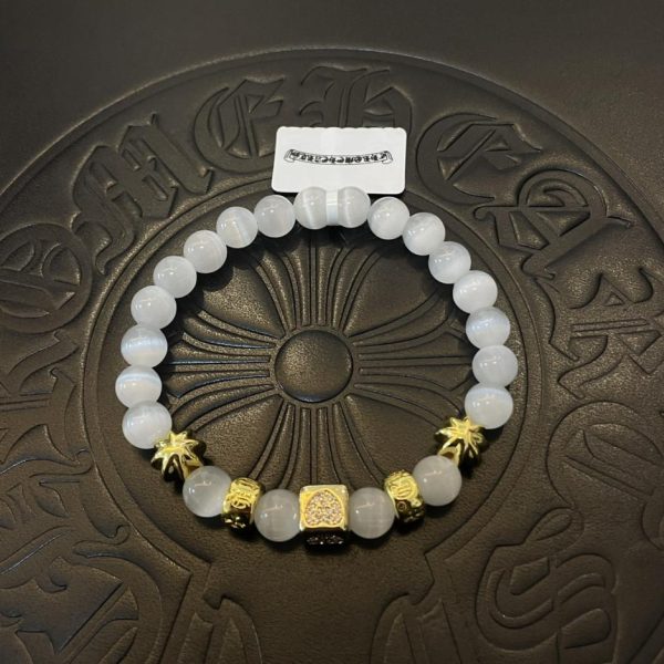 replica,repliche,fake,1:1,earrings,bracelet,ring,jewelry Bracciale cat eye bianco multielemento in oro Chrome Hearts!