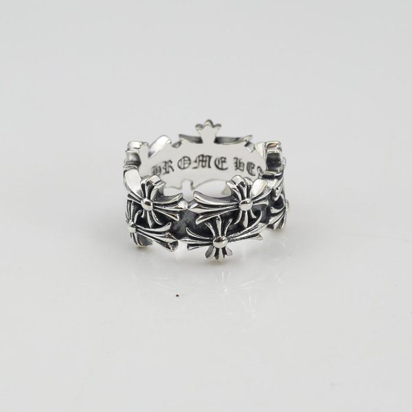 replica,repliche,fake,1:1,earrings,bracelet,ring,jewelry Anello con croce funeraria con cuori cromati