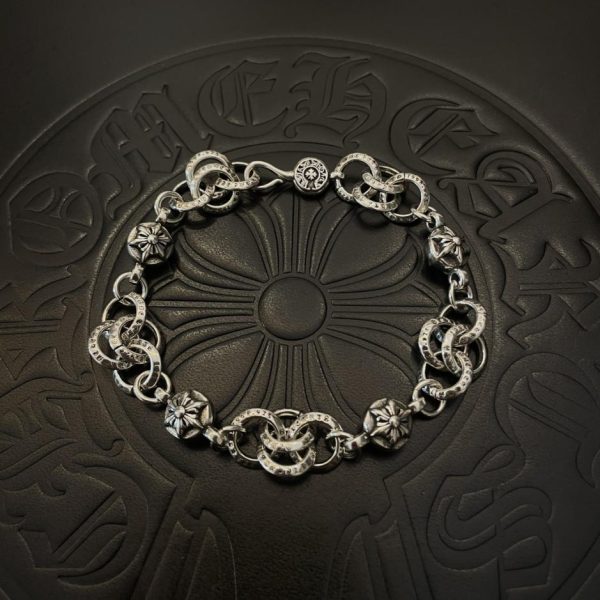 replica,repliche,fake,1:1,earrings,bracelet,ring,jewelry Bracciale con sfera a sei stelle con fibbia ad anello vintage Chrome Hearts