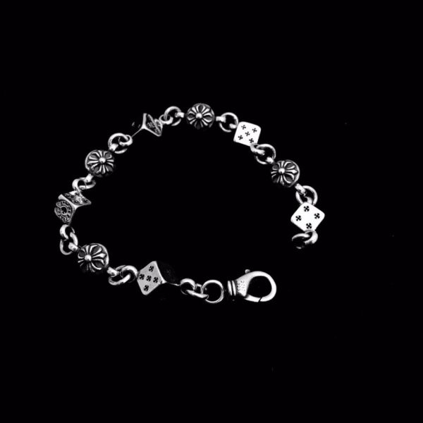 replica,repliche,fake,1:1,earrings,bracelet,ring,jewelry Bracciale personalizzato con dadi e cuori cromati per uomo e donna