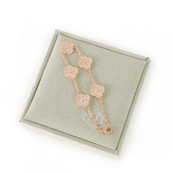 replica,repliche,fake,1:1,earrings,bracelet,ring,jewelry [Versione di alta qualità] Bracciale con quadrifoglio (FF8D)