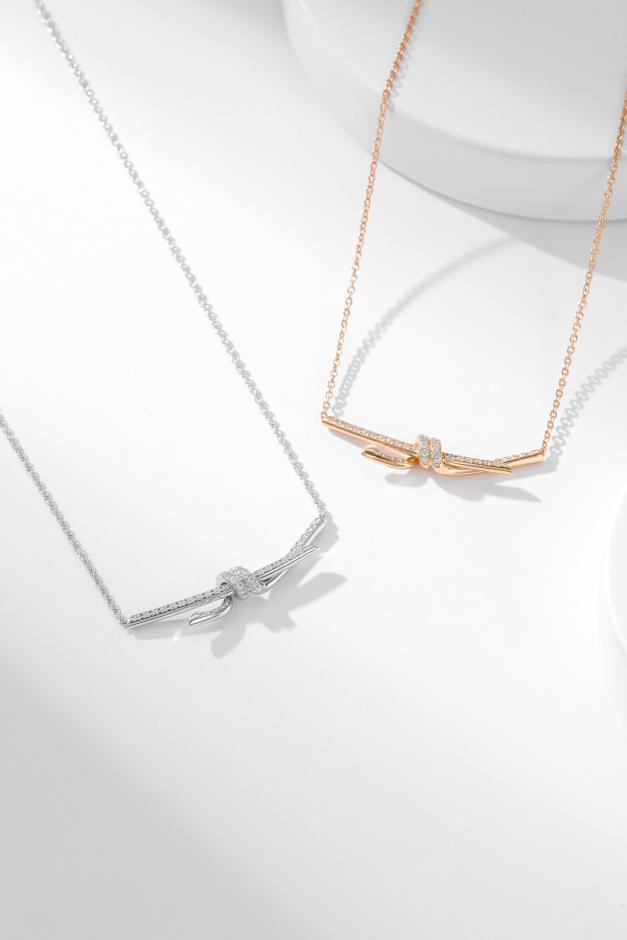 replica,repliche,fake,1:1,earrings,bracelet,ring,jewelry Collana di diamanti della serie Tiffany T Knot