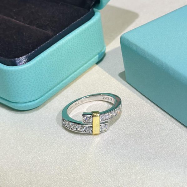 replica,repliche,fake,1:1,earrings,bracelet,ring,jewelry Anello Tiffany con diamanti bicolore