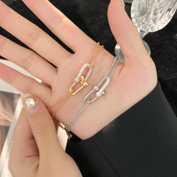 replica,repliche,fake,1:1,earrings,bracelet,ring,jewelry Collana Tiffany con diamanti a doppia maglia