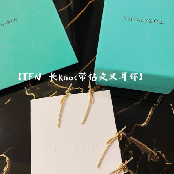 replica,repliche,fake,1:1,earrings,bracelet,ring,jewelry Orecchini grandi a linea lunga della serie Tiffany Knot