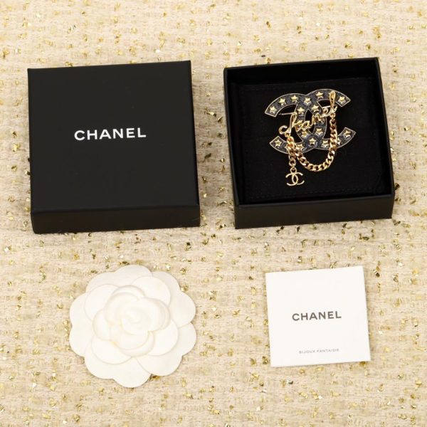 replica,repliche,fake,1:1,earrings,bracelet,ring,jewelry Spilla Chanel doppia C cielo stellato