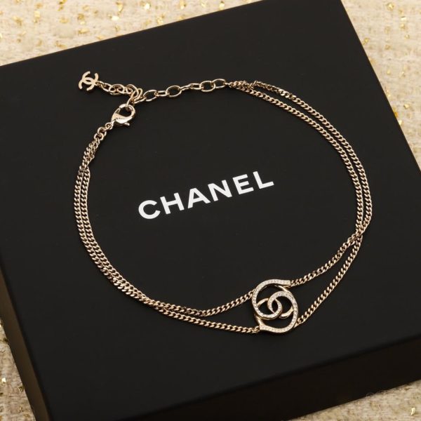 replica,repliche,fake,1:1,earrings,bracelet,ring,jewelry Collana girocollo Chanel a doppia catena ovale intrecciata