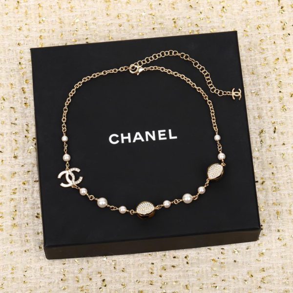 replica,repliche,fake,1:1,earrings,bracelet,ring,jewelry Collana di perle doppia C di Chanel