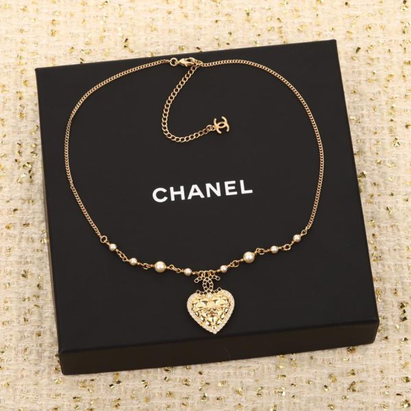 replica,repliche,fake,1:1,earrings,bracelet,ring,jewelry Collana Chanel Love piccola con diamanti neri pieni di diamanti con doppia C