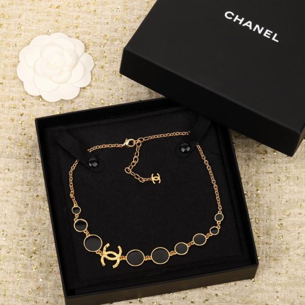 replica,repliche,fake,1:1,earrings,bracelet,ring,jewelry Collana doppia C Chanel grande e piccola concava e convessa rotonda in oro smaltato