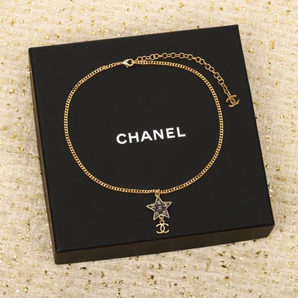 replica,repliche,fake,1:1,earrings,bracelet,ring,jewelry Ultima collana lunga doppia C di Chanel con stella a cinque punte