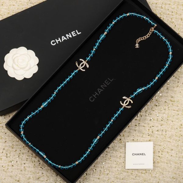 Catena lunga per maglione doppia C smaltata Chanel