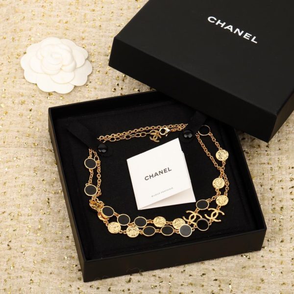 replica,repliche,fake,1:1,earrings,bracelet,ring,jewelry Maglione Chanel doppia C con catena in onice nero