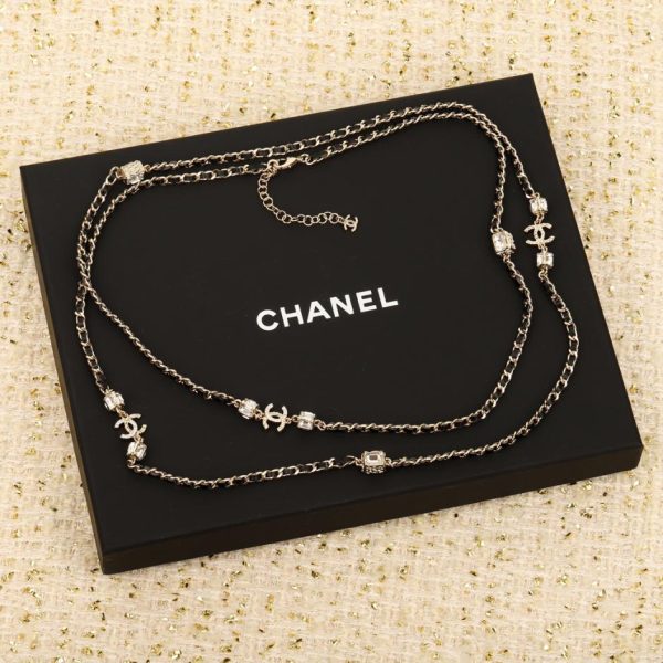 replica,repliche,fake,1:1,earrings,bracelet,ring,jewelry Catena lunga doppia C in pelle classica Chanel
