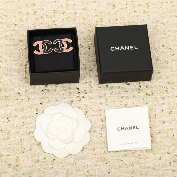 Orecchini Chanel doppia c rosa nero