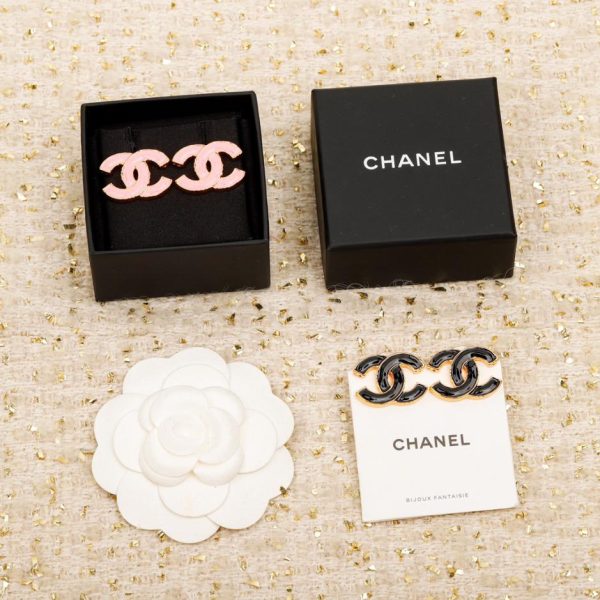 Orecchini Chanel grandi doppia C in oro nero