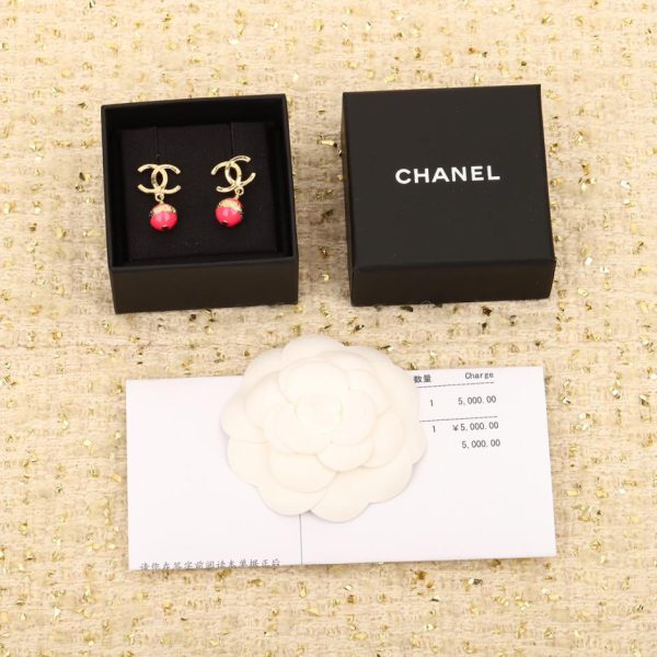 replica,repliche,fake,1:1,earrings,bracelet,ring,jewelry Orecchini Chanel doppia C con perle rosa