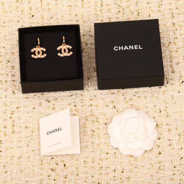 replica,repliche,fake,1:1,earrings,bracelet,ring,jewelry Orecchini doppia c smaltati a righe verticali Chanel