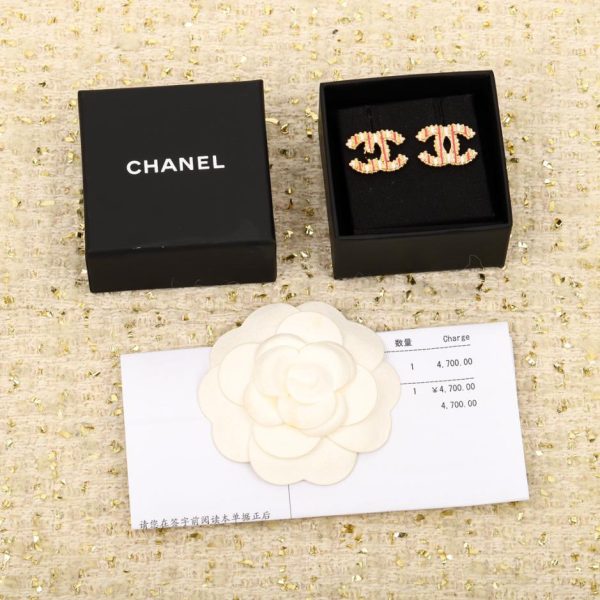 Orecchini doppia c smaltati a righe verticali Chanel