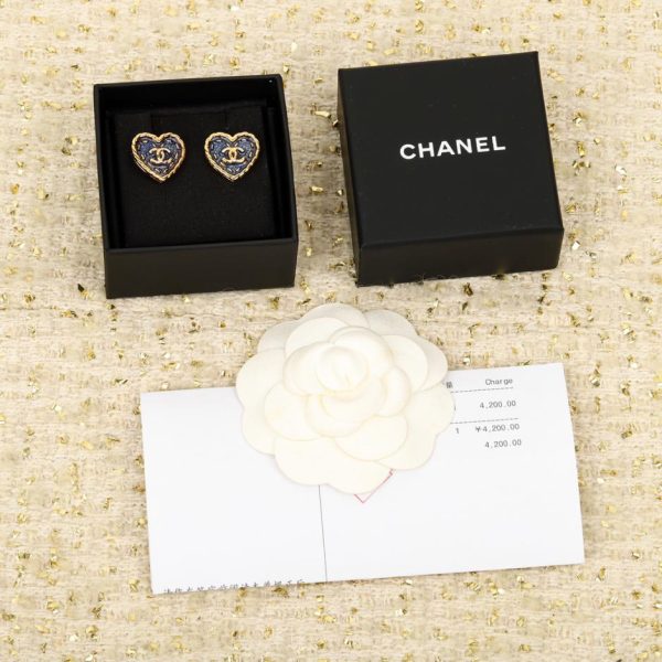 replica,repliche,fake,1:1,earrings,bracelet,ring,jewelry Orecchini Chanel Love blu denim