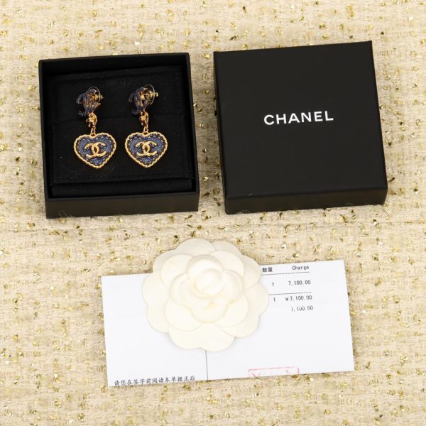replica,repliche,fake,1:1,earrings,bracelet,ring,jewelry Orecchini Chanel Love blu denim