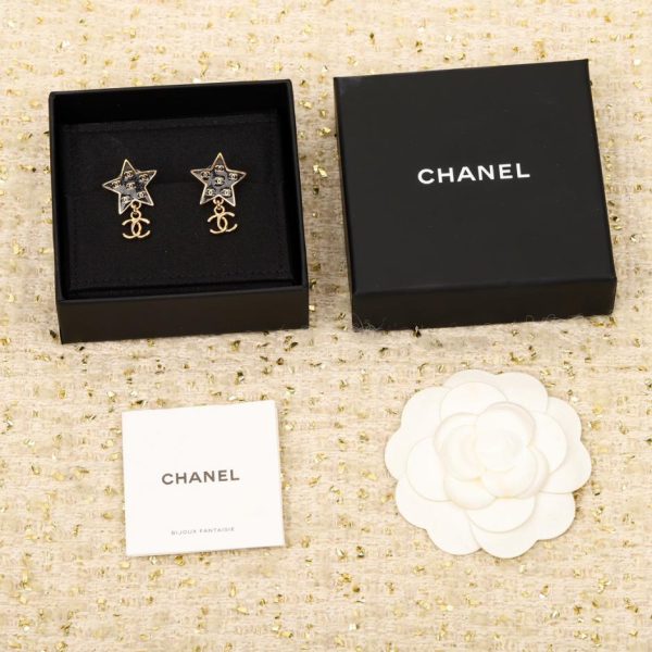 replica,repliche,fake,1:1,earrings,bracelet,ring,jewelry Orecchini Chanel con stella a cinque punte in smalto
