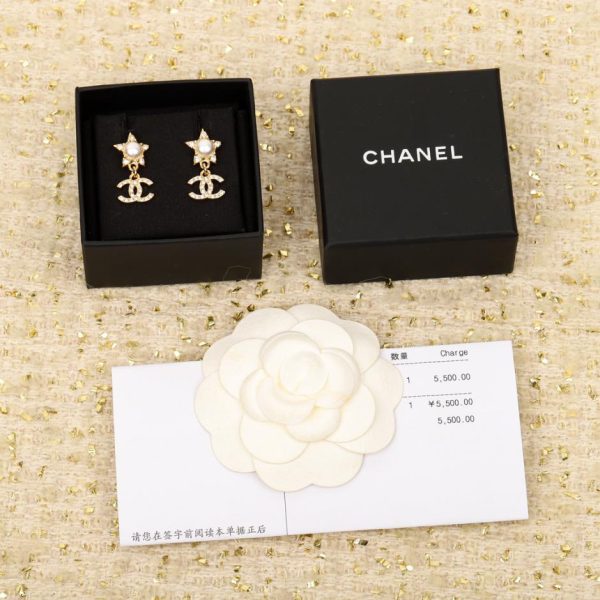 replica,repliche,fake,1:1,earrings,bracelet,ring,jewelry Orecchini Chanel doppia C stella a cinque punte