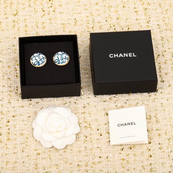 Orecchini a torta rotondi Chanel celadon c
